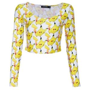 Romwe Pokemon Pikachu Long Sleeve Crop Top